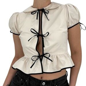 Sofie the Label tie-front contrast blouse - size S